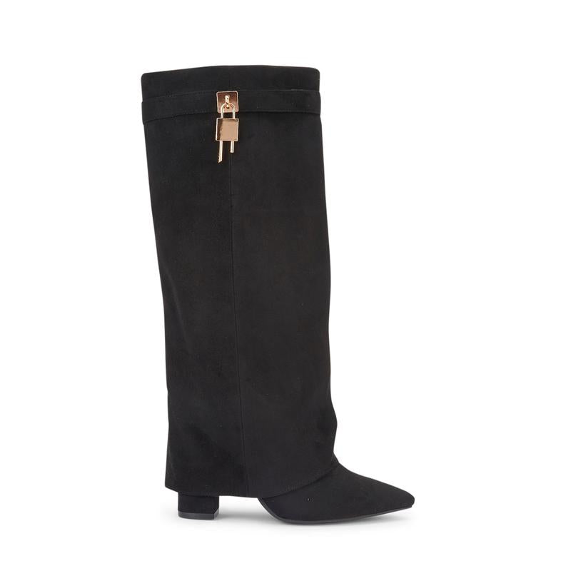 SARAH™ - Women's Suede Fold-Over Boots with 4-Inch Heels