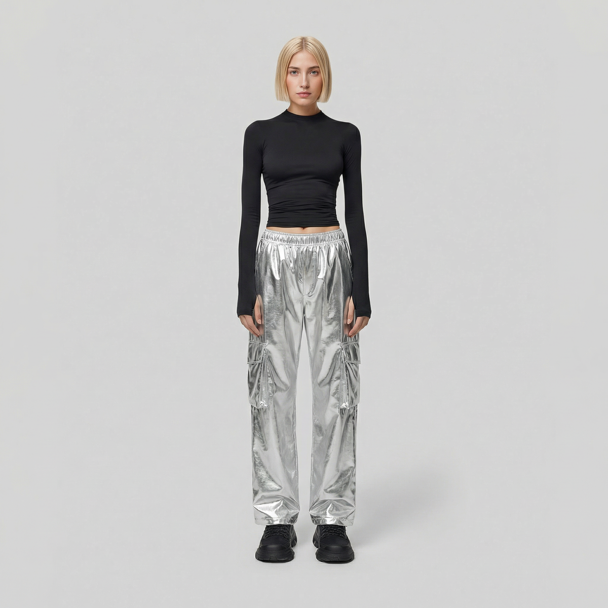 Women’s Shiny Cargo Pants