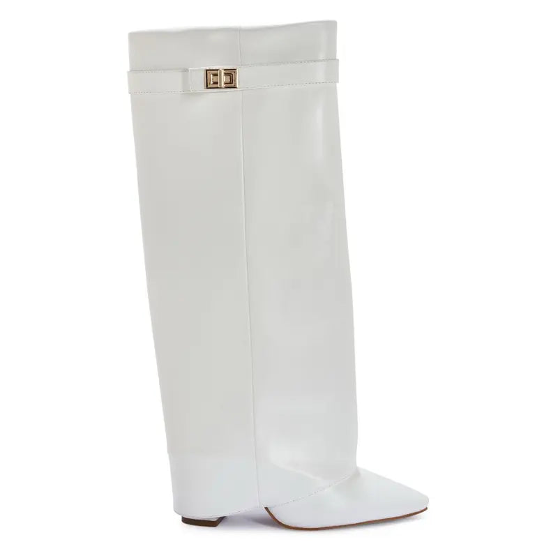 SARAH™ - Women's Suede Fold-Over Boots with 4-Inch Heels