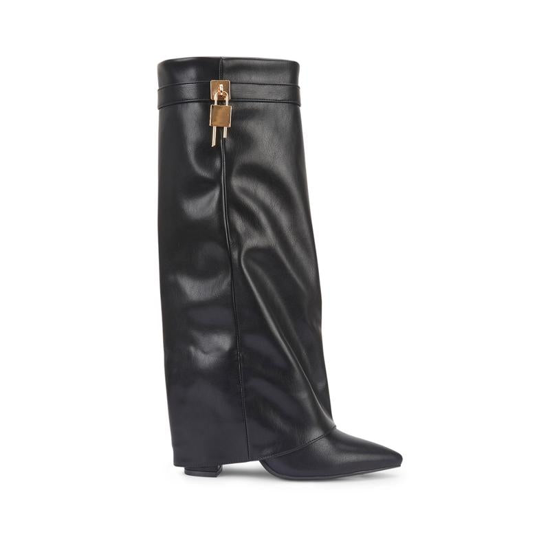 SARAH™ - Women's Suede Fold-Over Boots with 4-Inch Heels