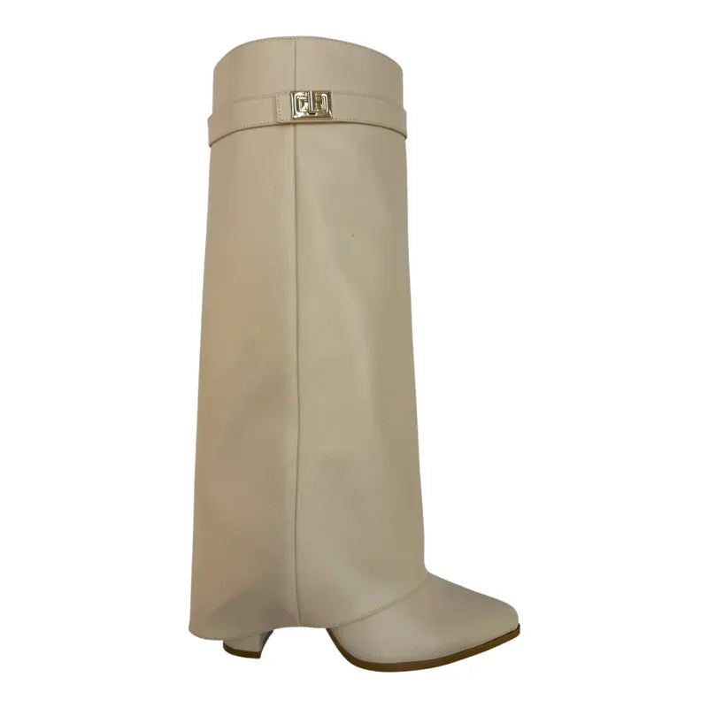 SARAH™ - Women's Suede Fold-Over Boots with 4-Inch Heels