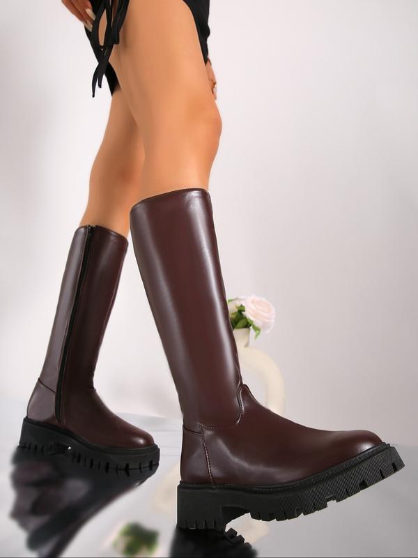 MINDA™ - Women's Faux Leather Knee-High Biker Boots